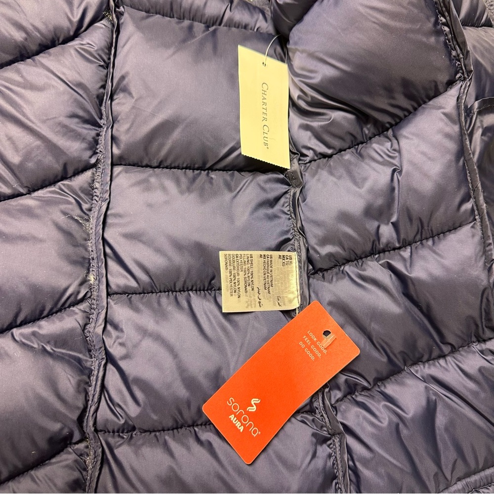 Charter Club puffer vest with hoodie marine blue - Picture 6 of 14